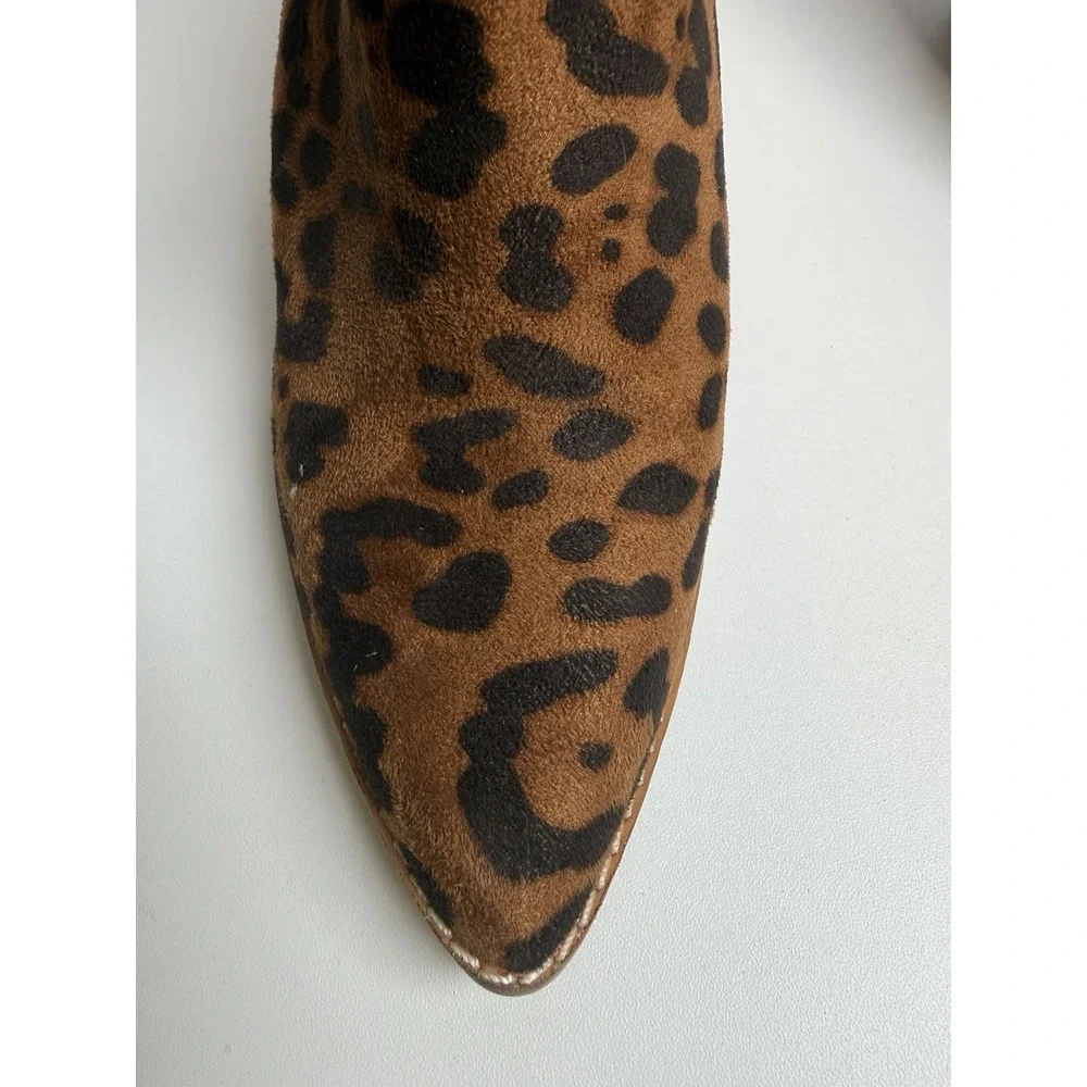 Beast Fashion Leopard Print Mule Booties Block Heel Women's Size 8